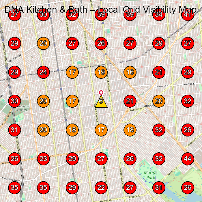 DNA Kitchen & Bath GeoGrid visibility map for Kitchen Remodeler in Brooklyn
